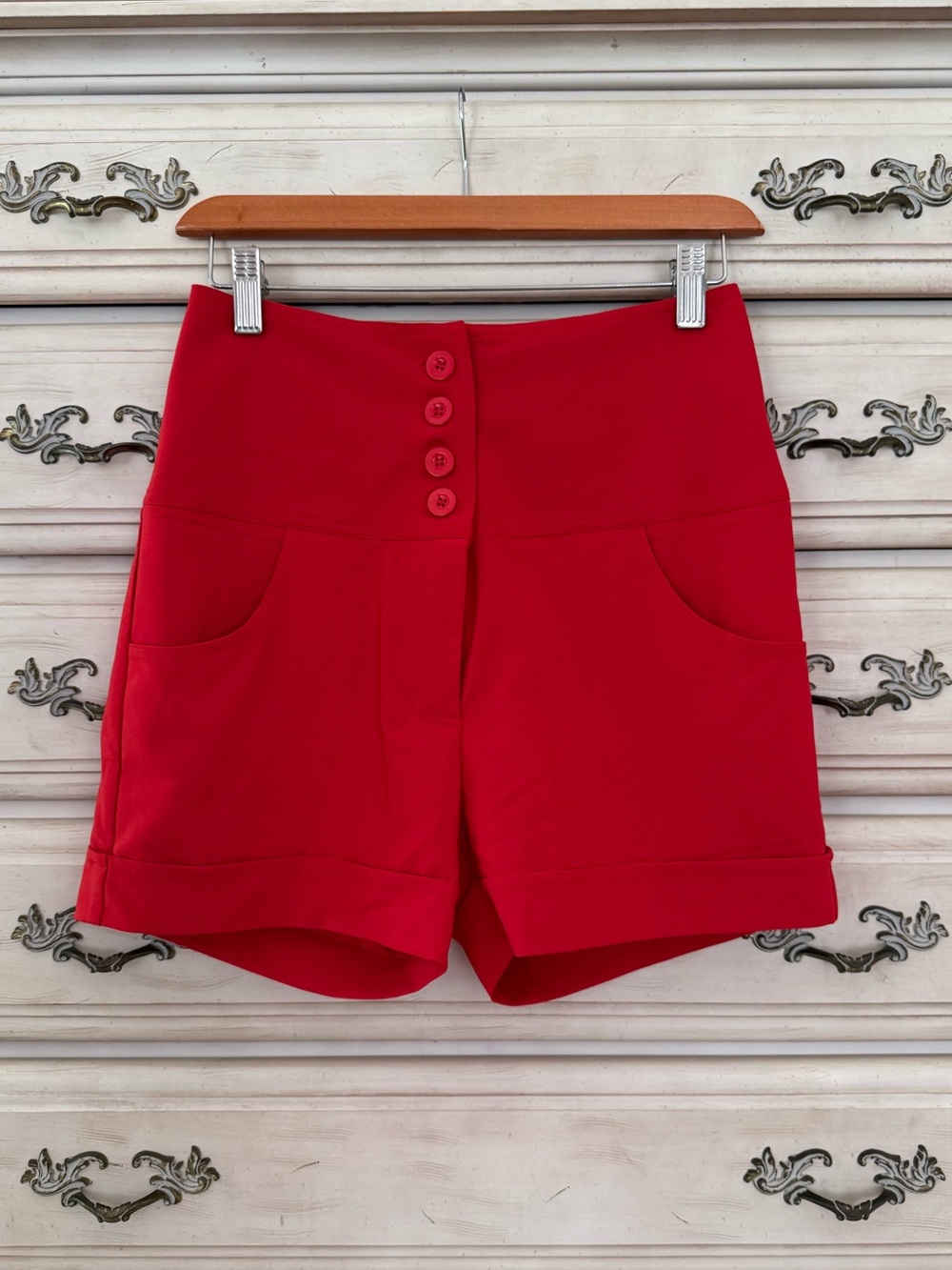 Lipstick Red Pocketed Shorts